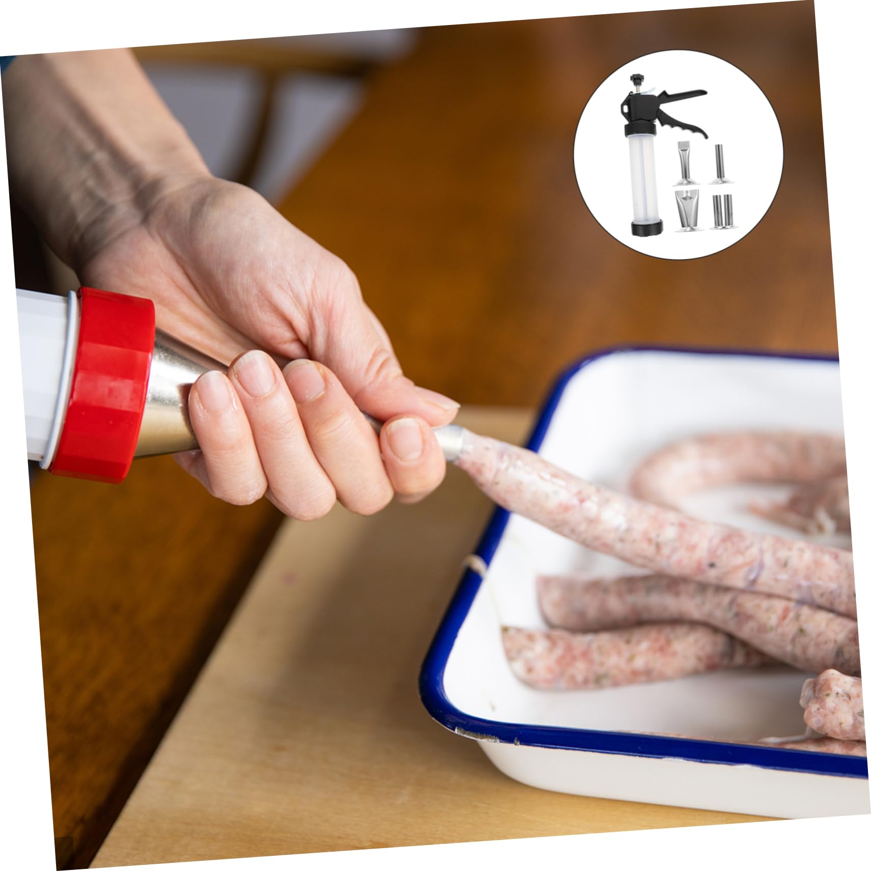 Mikinona Manual Sausage Filler Machine Stainless Steel Meat Filling Press Easy to Use Sausage Stuffer
