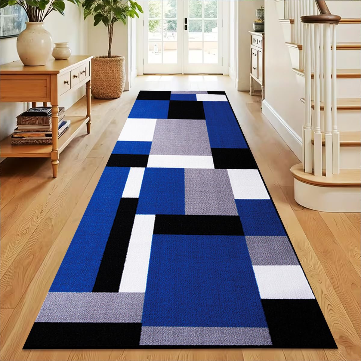 B&B Kilas Washable Hallway Carpet Runners, Non-Slip Floor Mats for Kitchen, Living Room, Corridor, Entryway, Door Entrances (Blue Black, 60 x 220 cm) — image 1
