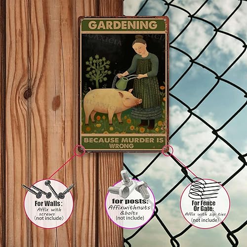 Miniatura 4 de Letrero de hojalata retro Jardinería porque el asesinato es incorrecto para el hogar, cafetería, pub, bar, tienda, 8.00 x 12.00 pulgadas Picture 1