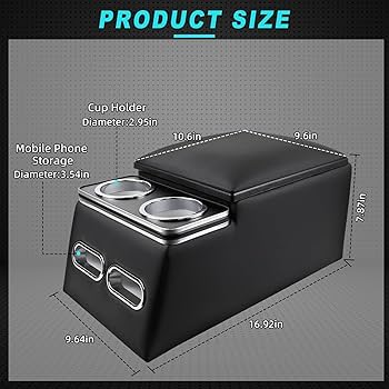 Car Armrest Storage Box Car Center Console Organizer With Cup Holder