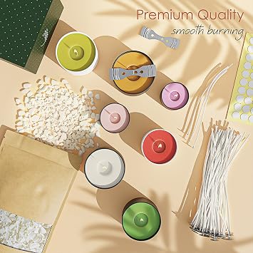 Hearth & Harbor 20 lbs. Soy Candle Wax with Supplies, 4 oz. 24 Pack Tin Jars with Lids, Cotton Candle Wicks, Wick Stickers and Centering Devices - Soy Wax Flakes with Containers for Candle Making