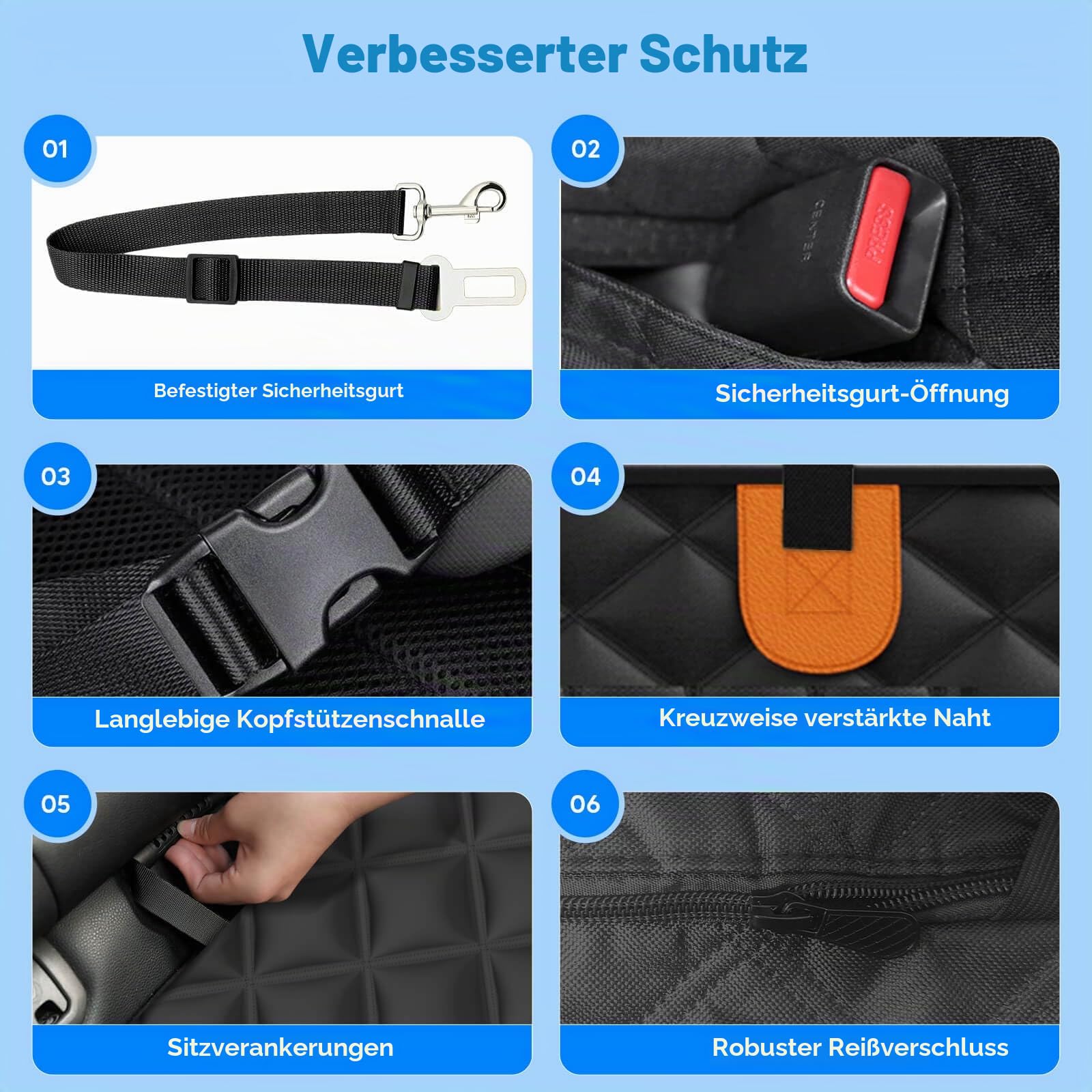 Hundedecke Auto Rückbank, Harter Unterseit Hundedecke Auto Wasserdicht/rutschfest/Rasierfest/Einklappen, 2025 Verbesserte Hunde Autositz Rückbank Tragkraft bis 180 kg, Geeignet für Autos und SUV