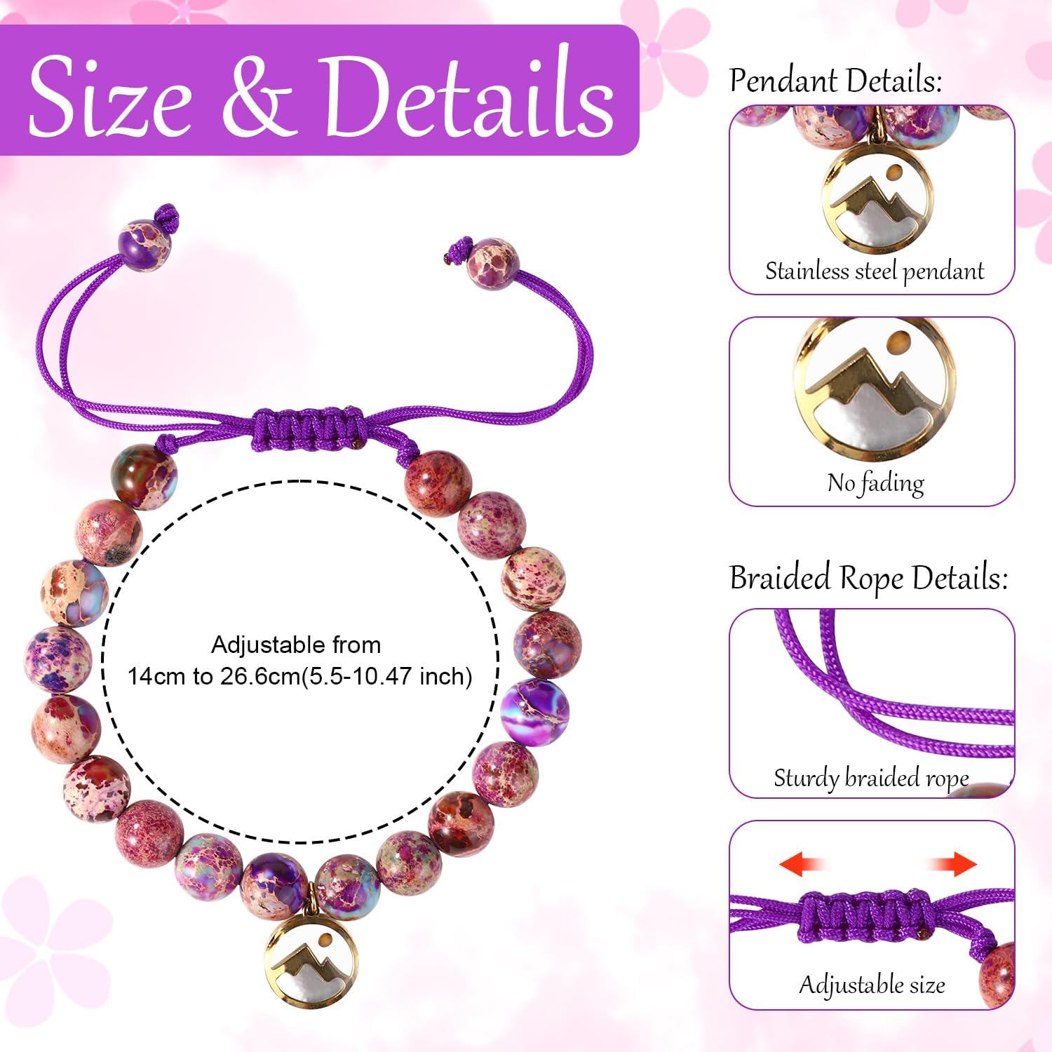 Purple Move Mountains Mustard Seed Bracelet, Christian Gifts for Women Faith Handmade Stone Bracelet Inspirational Religious Catholic Christian Easter Christmas Birthday Confirmation Jewelry - Image 2