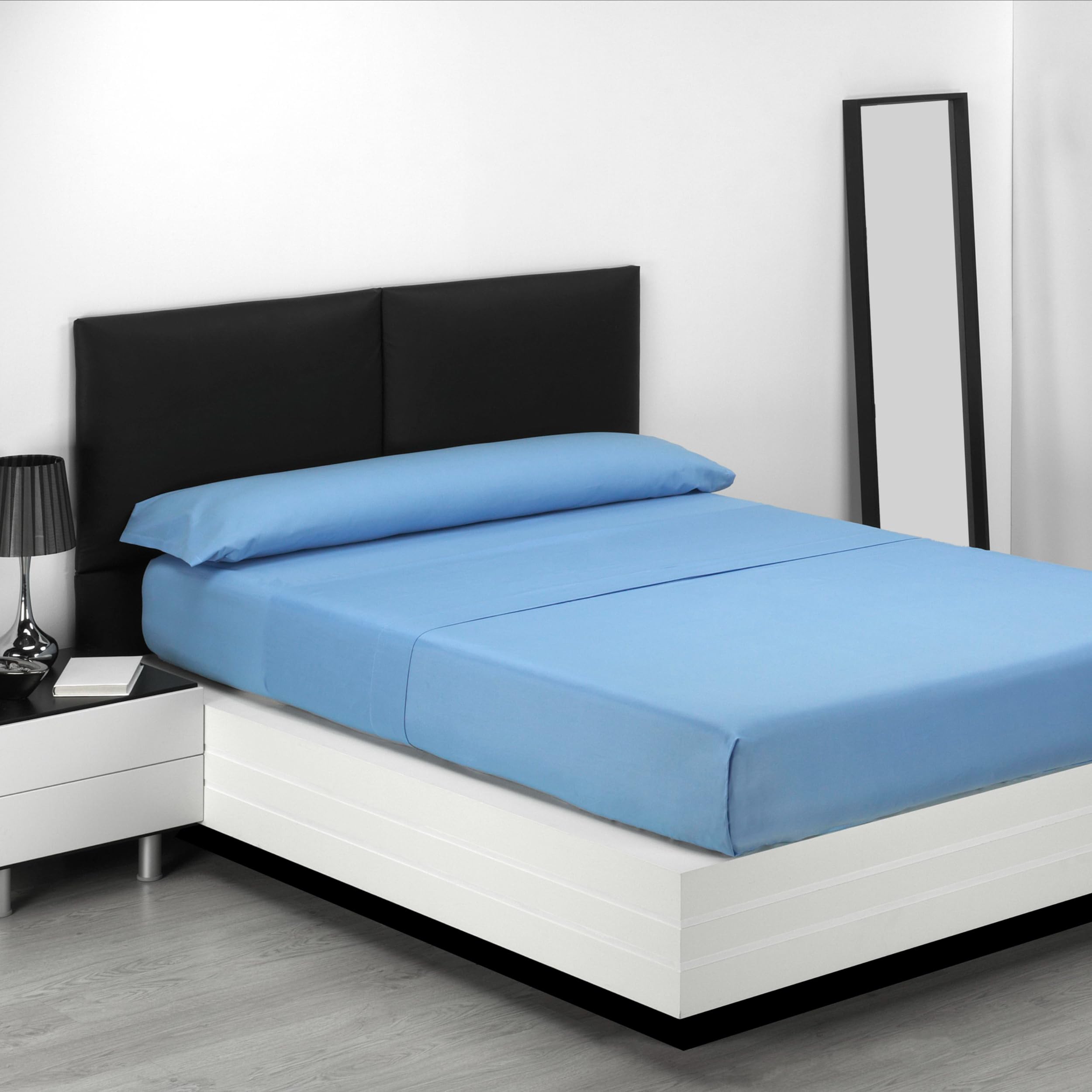 Sábanas 105x190 - Juego de Sábanas 3 Piezas - 100% Microfibra Suave y Transpirable - Sábana Bajera Ajustable, Encimera y Funda Almohada - Ropa de Cama Lisa y Elegante (Cielo)