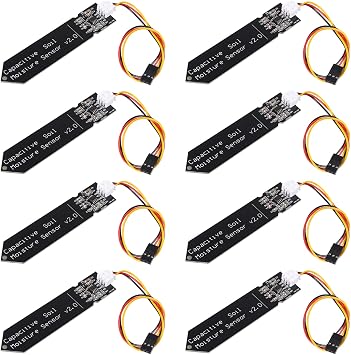 8Pcs Capacitive Soil Moisture Sensor Module Corrosion Resistant 3.3V-5.5V Wide Voltage Wire Soil Humidity Detection 3-Pin Gravity Sensor Garden Watering DIY Module