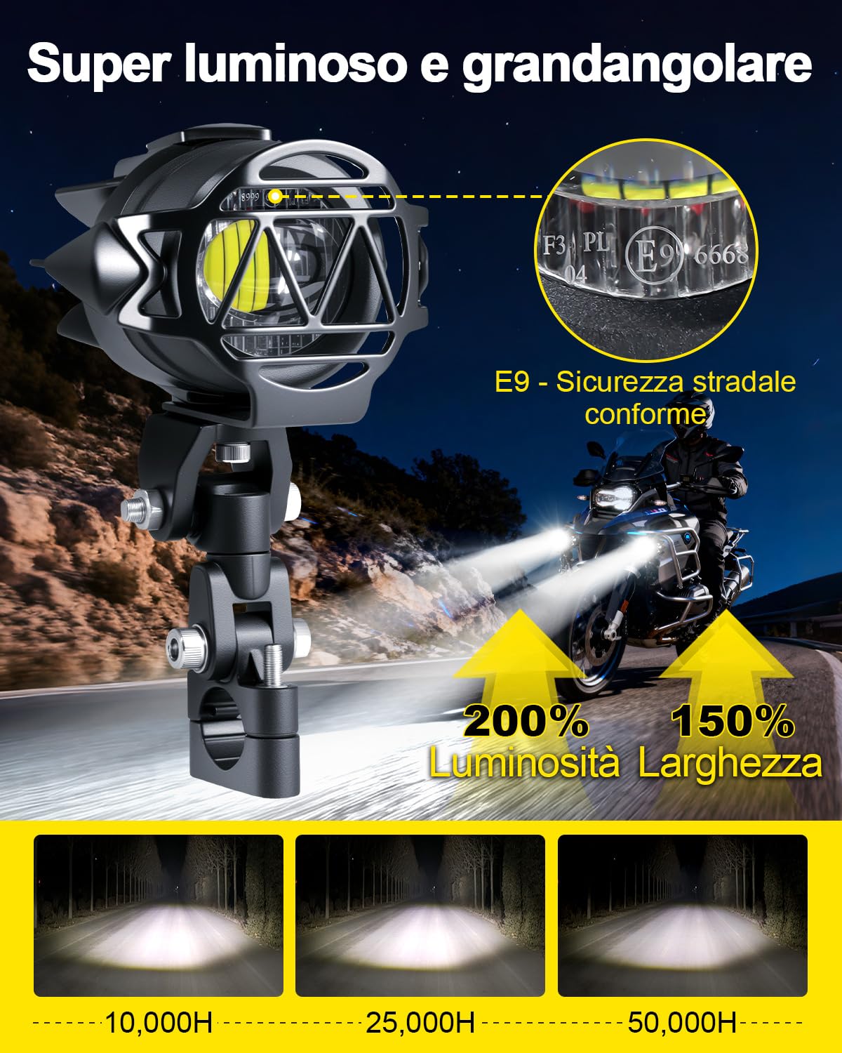 Dinfu 40W LED fari supplementari per moto 9v-60v 4000LM tondo LED fendinebbia IP68 con cablaggio, interruttore e supporto IP68 faretti per moto ATV SUV dirt bike 4x4 pickup | Faro fendinebbia a LED rotondo, con cablaggio e supporto, per moto, ATV, SUV, Di