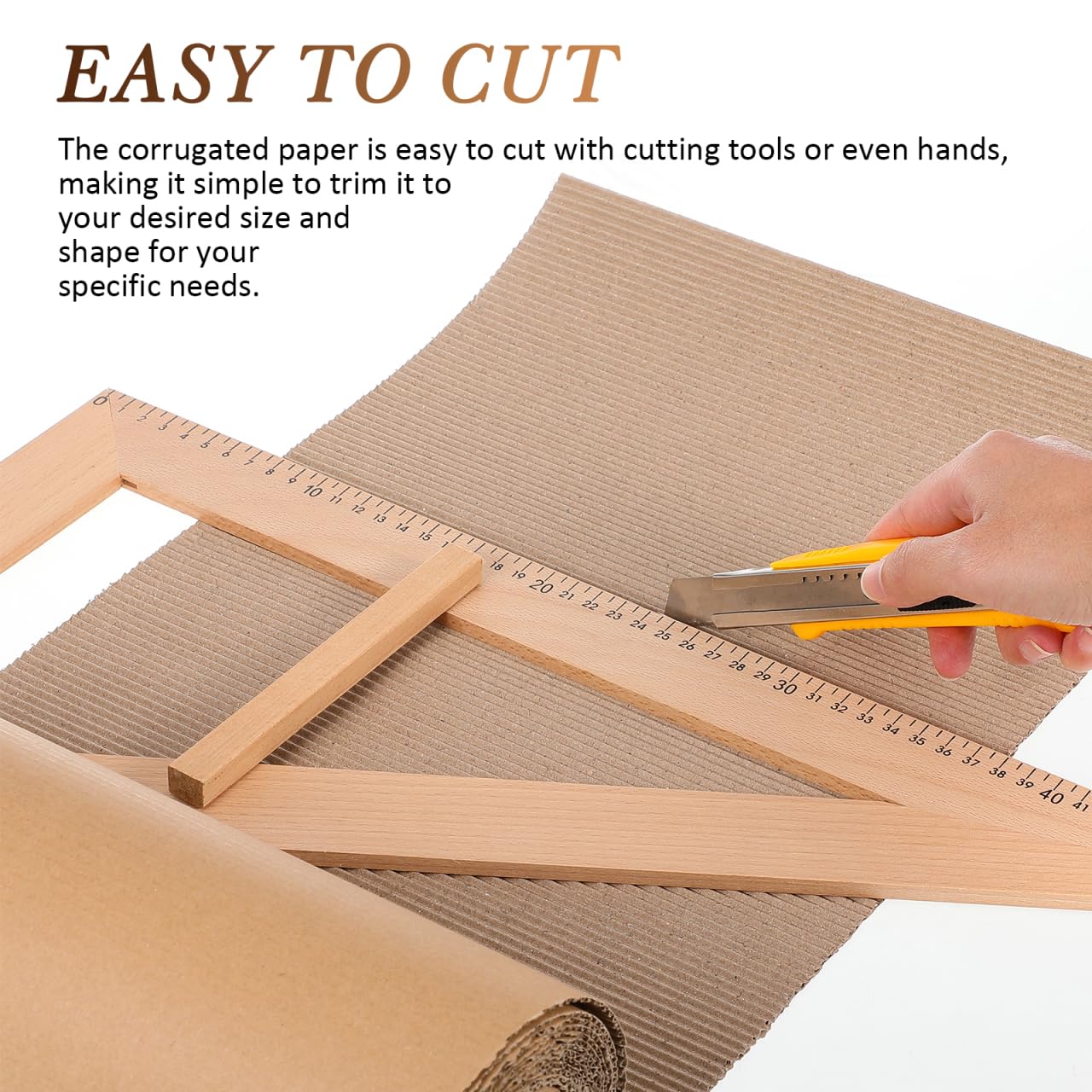 Rouleau De Carton Ondulé 30.5 X 500 Cm Papier Kraft ÉCologique Pour packing Bricolage Protection Et Stockage RéSistant À L'Eau Et Aux DéChirures