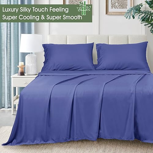 Miniatura 9 de David's Home Juego de sábanas refrescantes 100 % bambú, tamaño King, color caqui, sábanas de bambú orgánico con bolsillo profundo de 16 pulgadas,