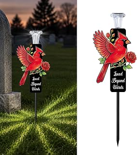 Solar Cardinal Memorial Stakes, Cemetery Decorations for Grave