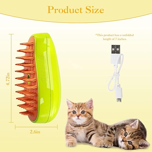 Miniatura 3 de Hitele Cepillo vaporoso para gatos, cepillo de vapor 3 en 1, cepillo de vapor para gatos para masaje, cepillo de vapor autolimpiante para gatos,