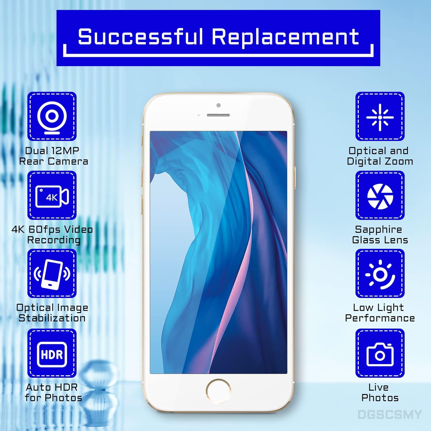 for iPhone 8 Plus Back Camera Replacement OEM 8plus 5.5" Module 12MP Main Rear Lens Parts with Wide Telephoto Lens OIS HDR Photos 4K Video Fix Repair Assemble Tools Kit for A1864 A1897 A1898