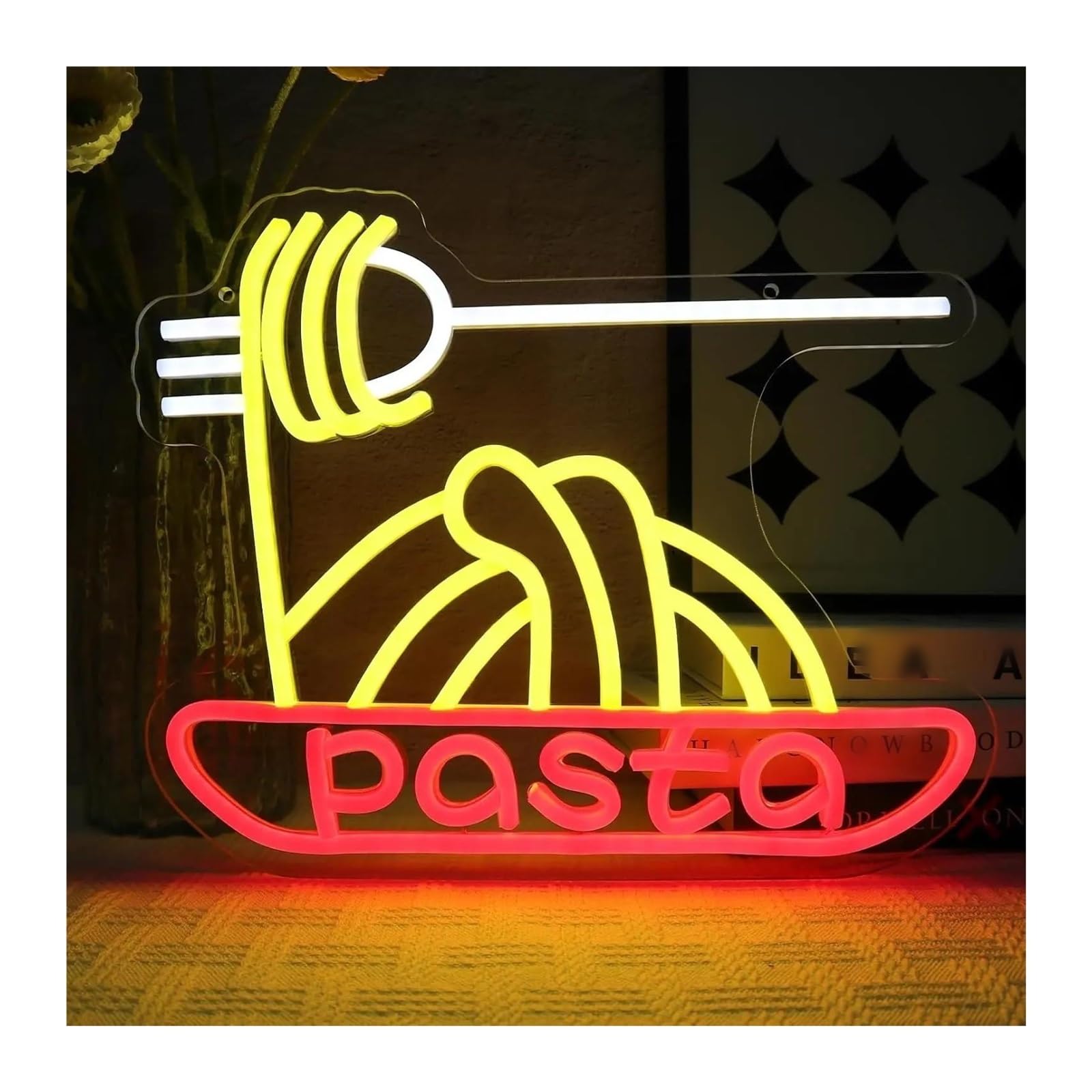Scritta luminosa Insegna Al Neon Pasta, Decorazione Da Parete, Lampade A USB Per Cucina, Ristorante, Ristorante, Festa, Negozio Per Famiglie 35cmх28cm