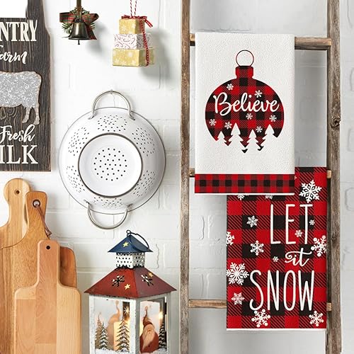 Miniatura 3 de Artoid Mode Buffalo - Juego de 4 paños de cocina y platos de Navidad a cuadros, 18 x 26 pulgadas, adorno de automóvil, vacaciones de invierno, ultra