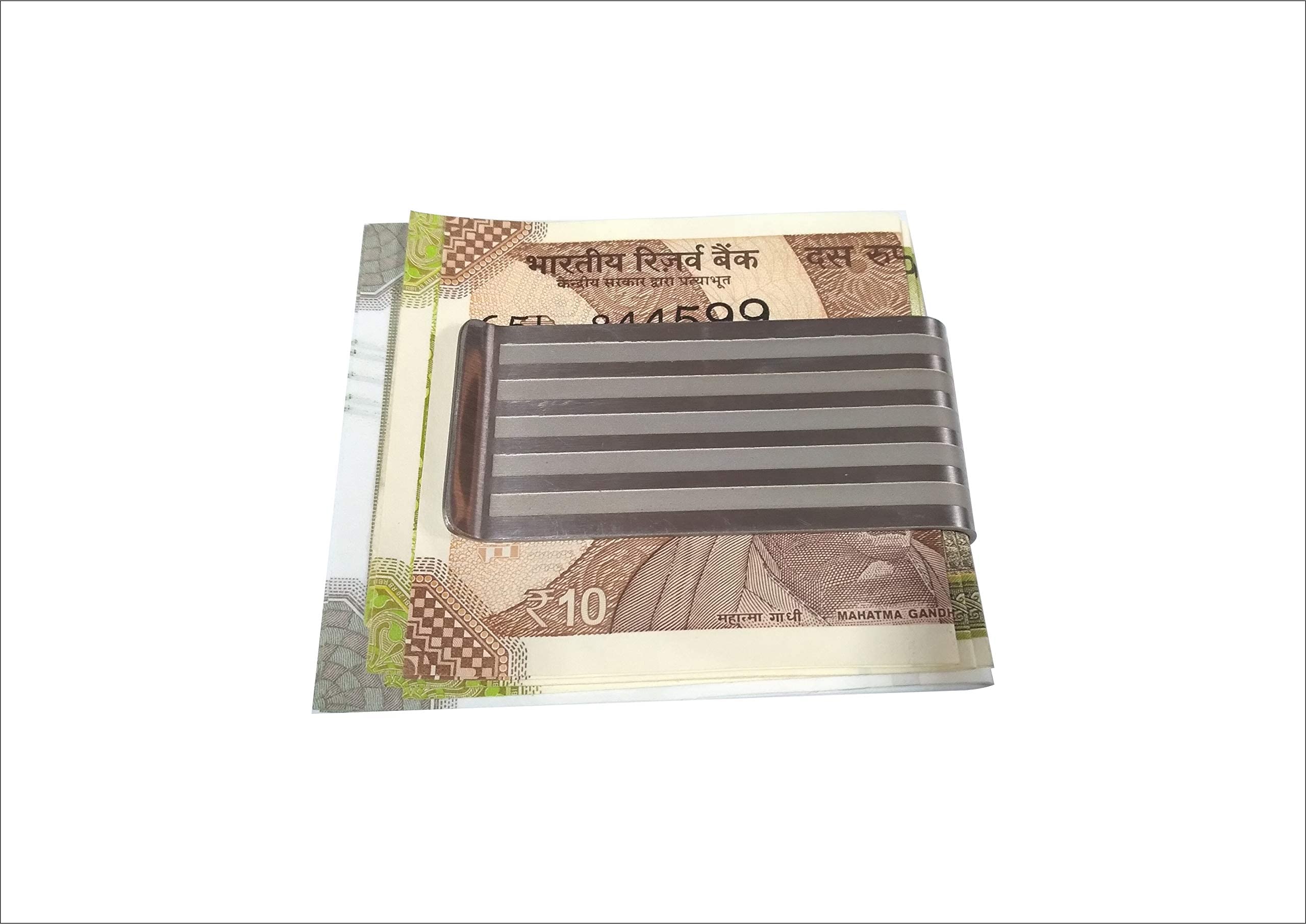 DLCCREATION Money Clip in Stainless Steel with Self Engraved Design Front Pocket Minimalist Slim Credit Card Holder, Small Cash Clip Size :3" x 1.25"(76mm x 30mm)