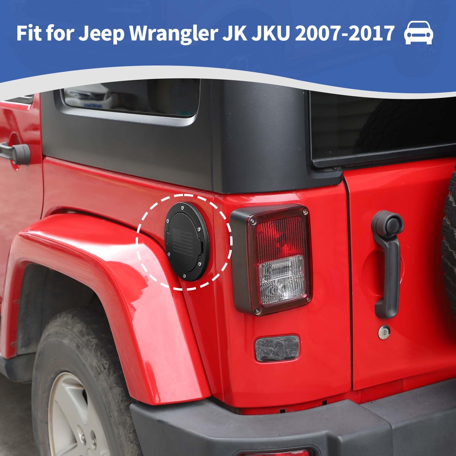 RT-TCZ American Flag Gas Cap Cover For 2007-2017 Jeep Wrangler JK & Unlimited