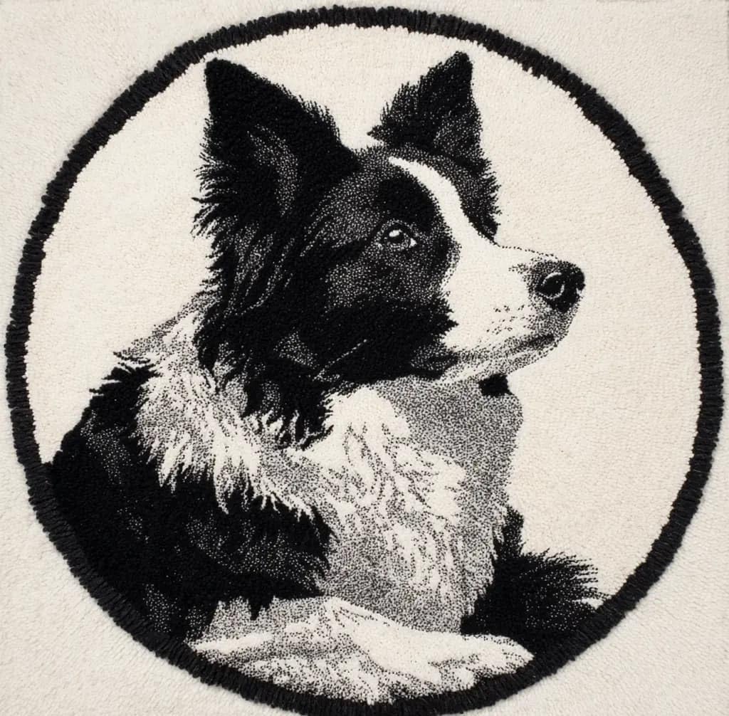 Kitquiver Latch Hook Cushion Kits D Latch Hook Rug Making Kit Animal Dog 50X50cm