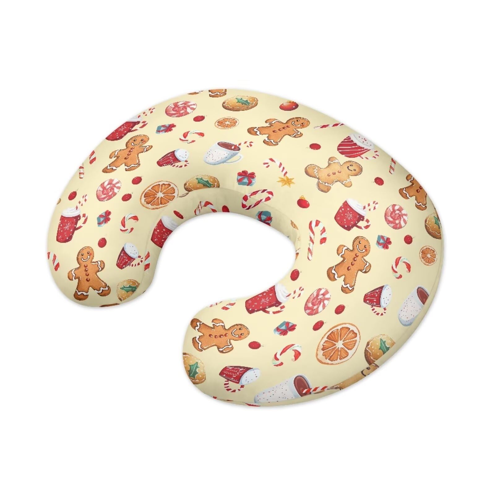 Suhoaziia Christmas Candy Gingerbread Nursing Pillowcase for Boys Girls Machine Washable Pillow Cover Fits 22x18x6 Inch Breastfeeding and Bottle Feeding Surpot Pillows, Easy to Put On & Remove