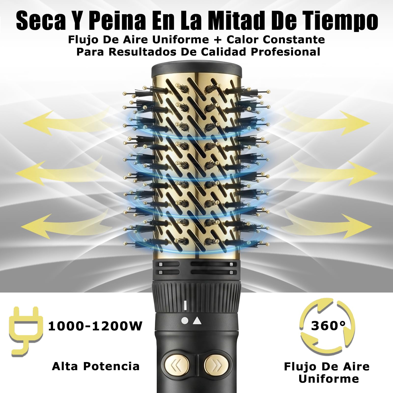 VGR 480 cepillo secador de pelo 2 en 1, 1200 W, Cepillos 32/50 mm, Negro | Cable giratorio de 360°, manejo cómodo, ayuda a alisar, moldear y aportar volumen al cabello