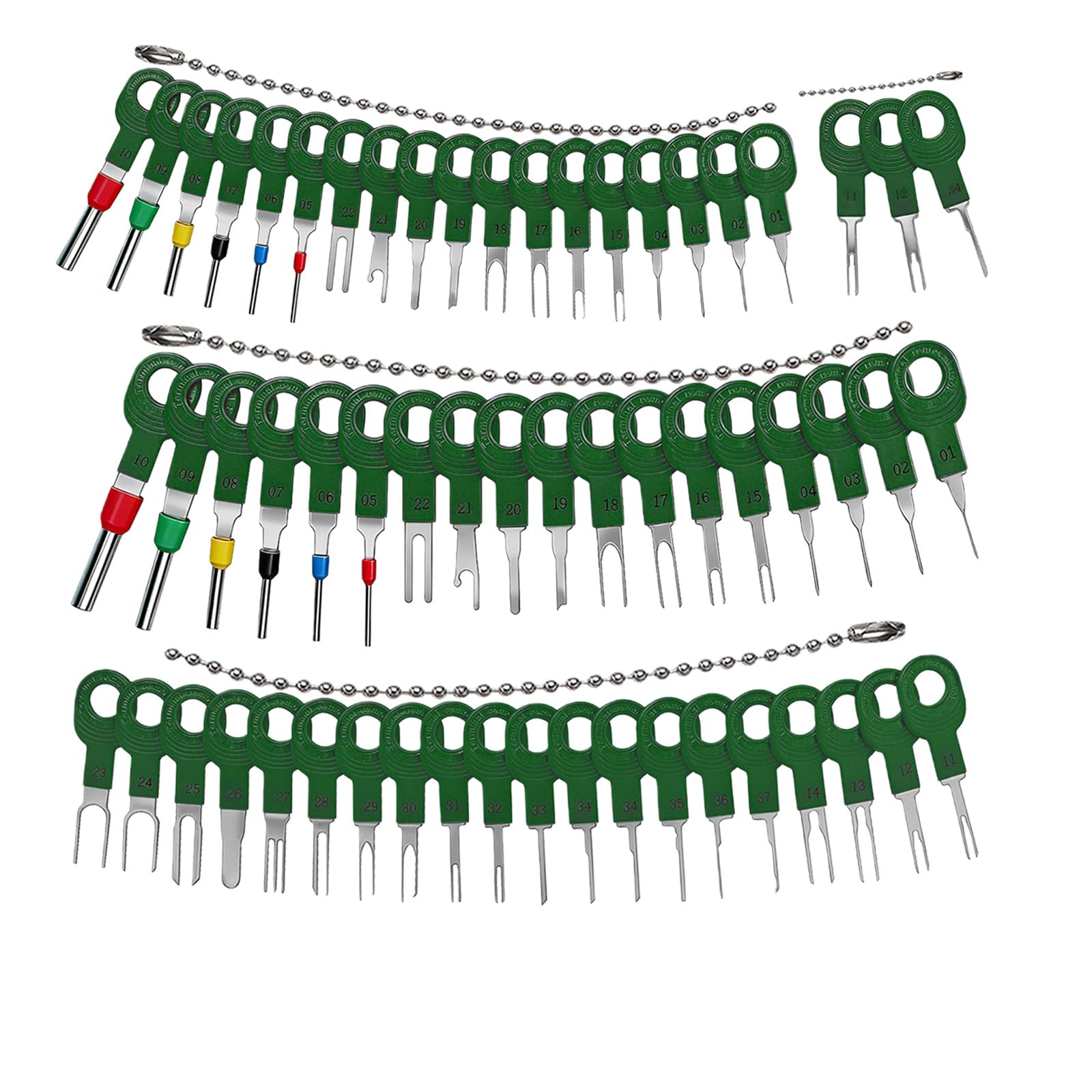 Kfwfuaee Green Terminals Pin Removal Tool Professional 59Pcs Terminals Extractor Set With Metal Construction For Vehicle Wiring Tool