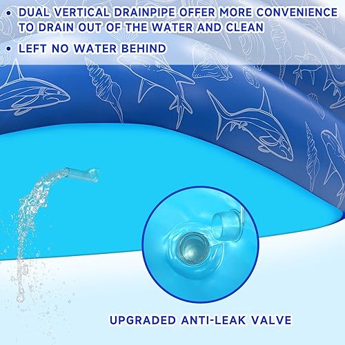 Miniatura 5 de Piscina inflable para niños y adultos, 118 x 68 x 22 pulgadas, piscinas inflables familiares de tamaño completo para niños, piscina gruesa y