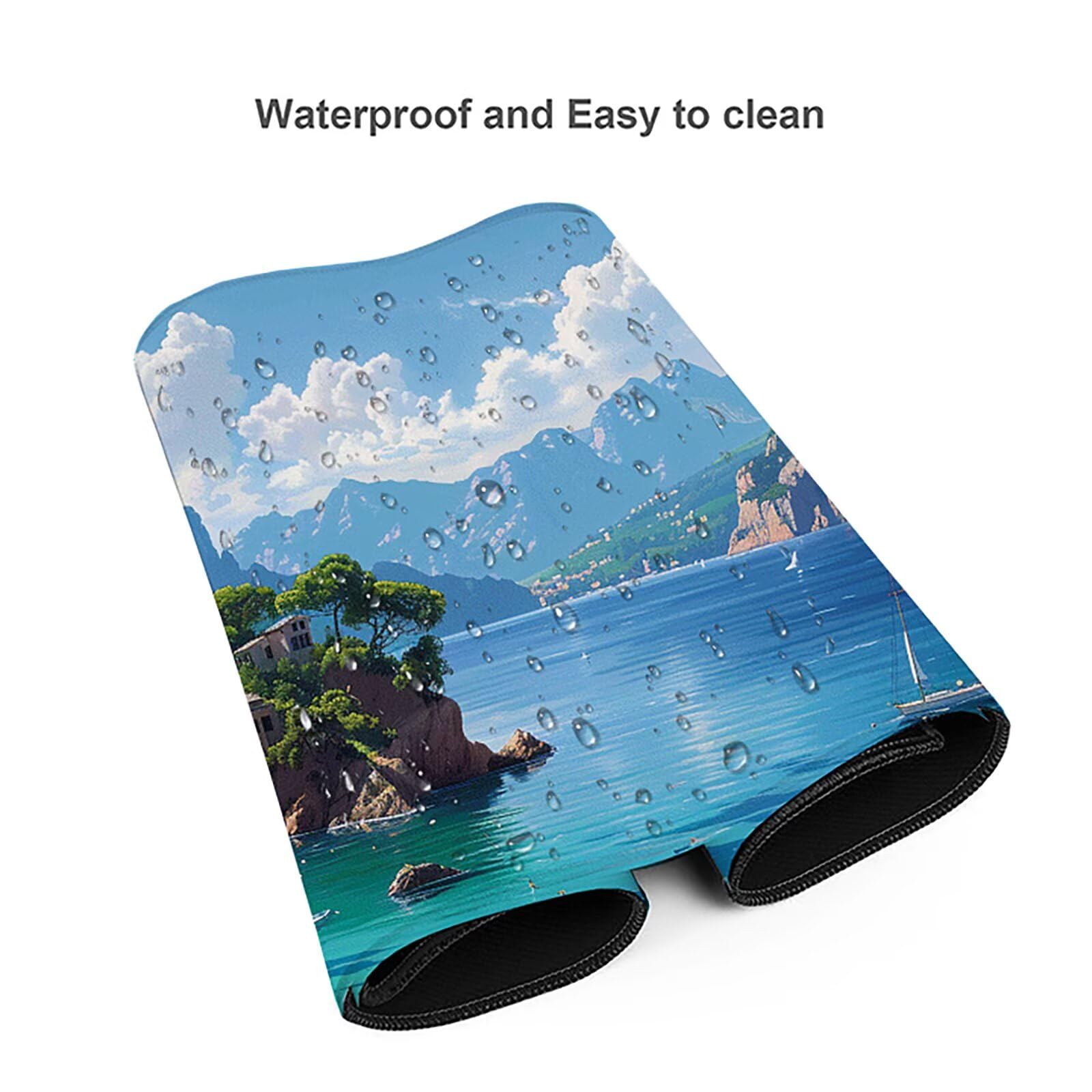 Playa Alfombrilla Ratón Gaming XXL 1500x800x3mm, Alfombrilla Gaming Azul Mousepad con Base de Goma Antideslizante, Impermeable Desk Mat para Teclado y Raton, Accesorios Gaming, Regalos de Hombre 6-9