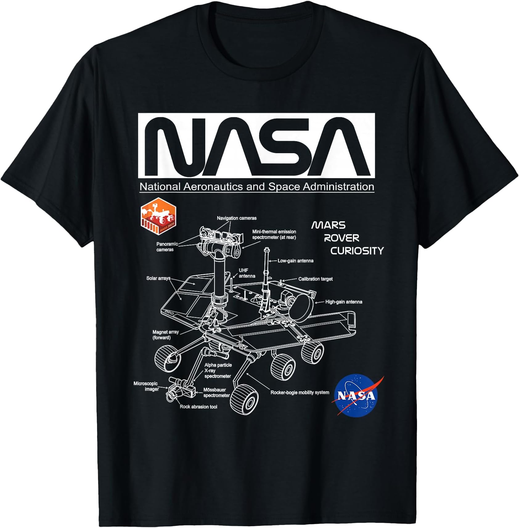 NASA Mars Rover Curiosity Schematic Diagram T-Shirt