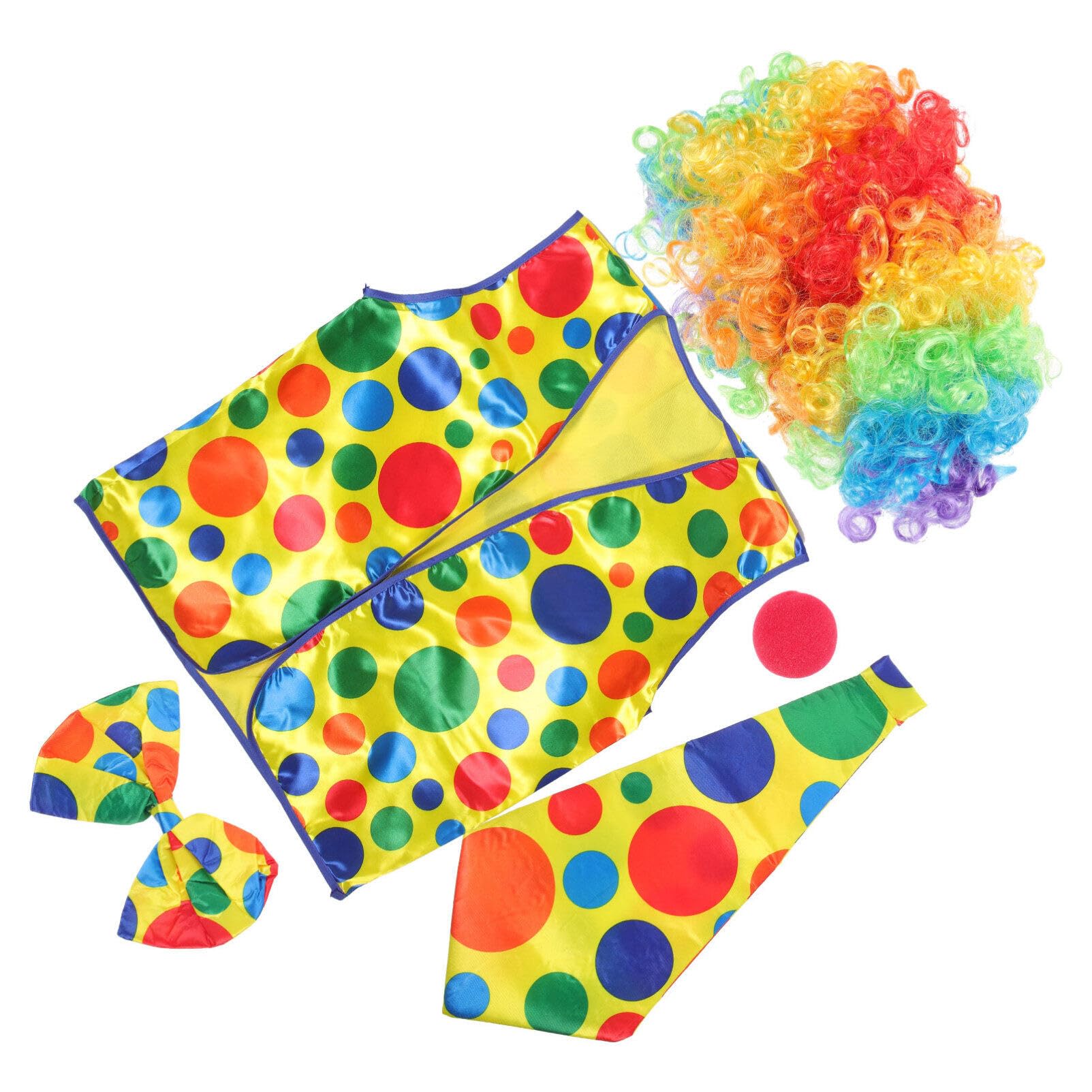 GALPADA Set Accessori Costume Clown per Halloween Parrucca Riccia e Naso, Facile da Indossare e Compatto per Feste di Compleanno e Intrattenimento