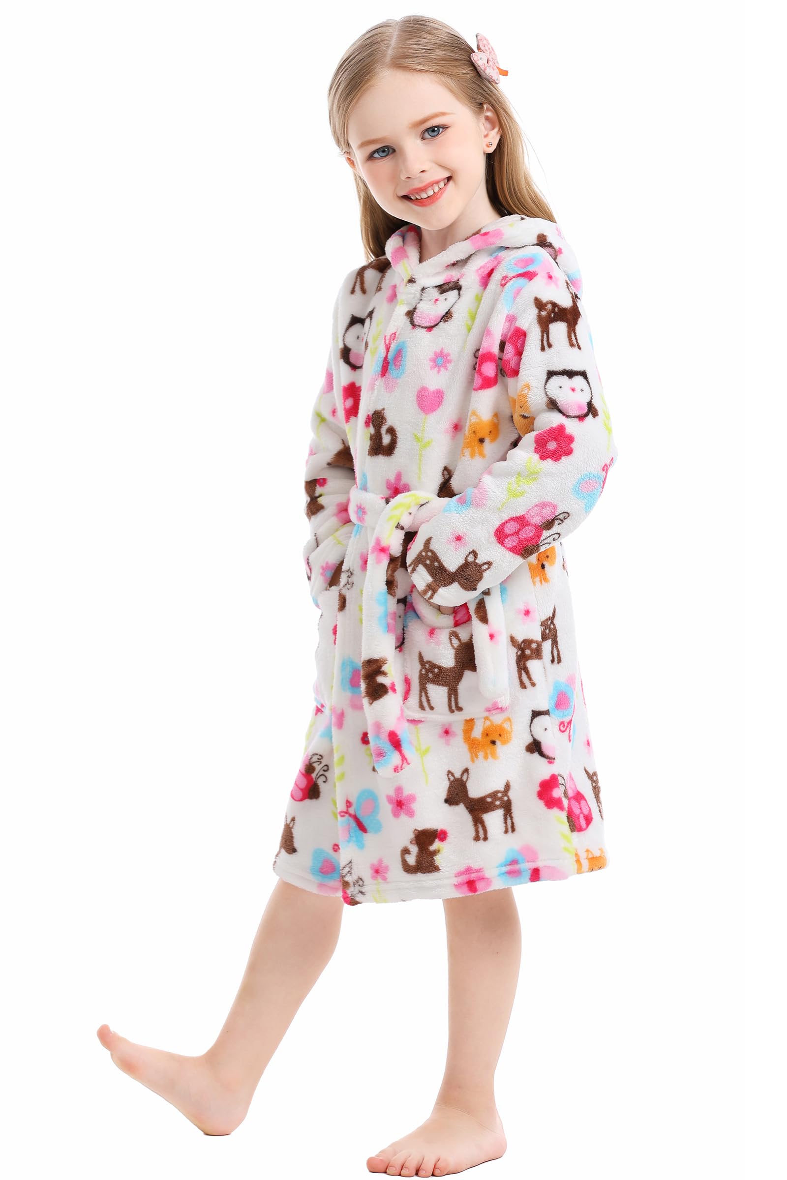XINNE Unisex Bambino Corallo del Panno Morbido con Cappuccio Vestaglia Accappatoio Ragazzi Ragazze Toddlers Pigiami degli Indumenti da Notte
