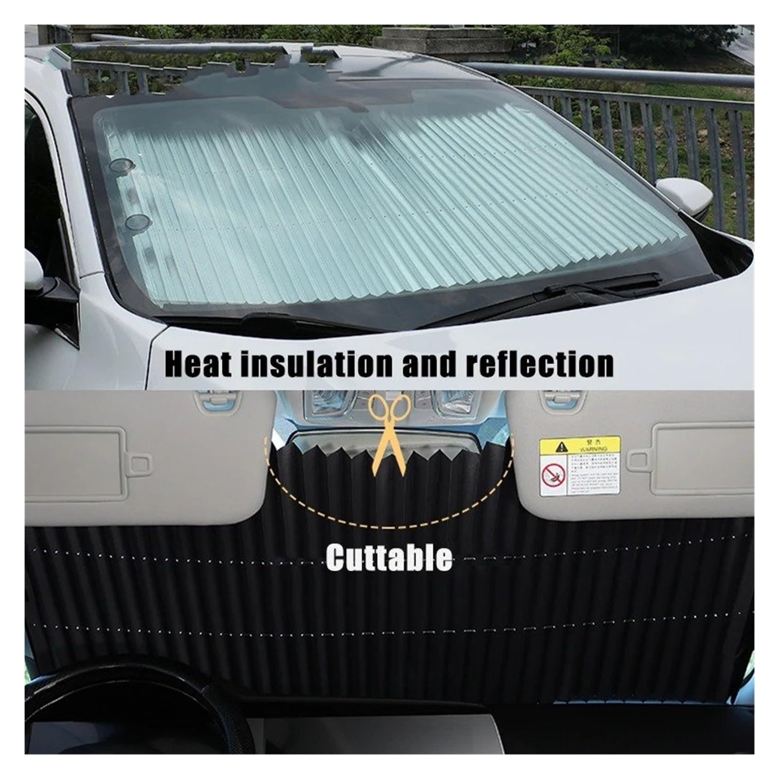 Parasol retráctil para Parabrisas de Coche con ventosas, Plegable para Ventanas Delanteras y traseras, con protección UV para Verano (80 cm - Camión)