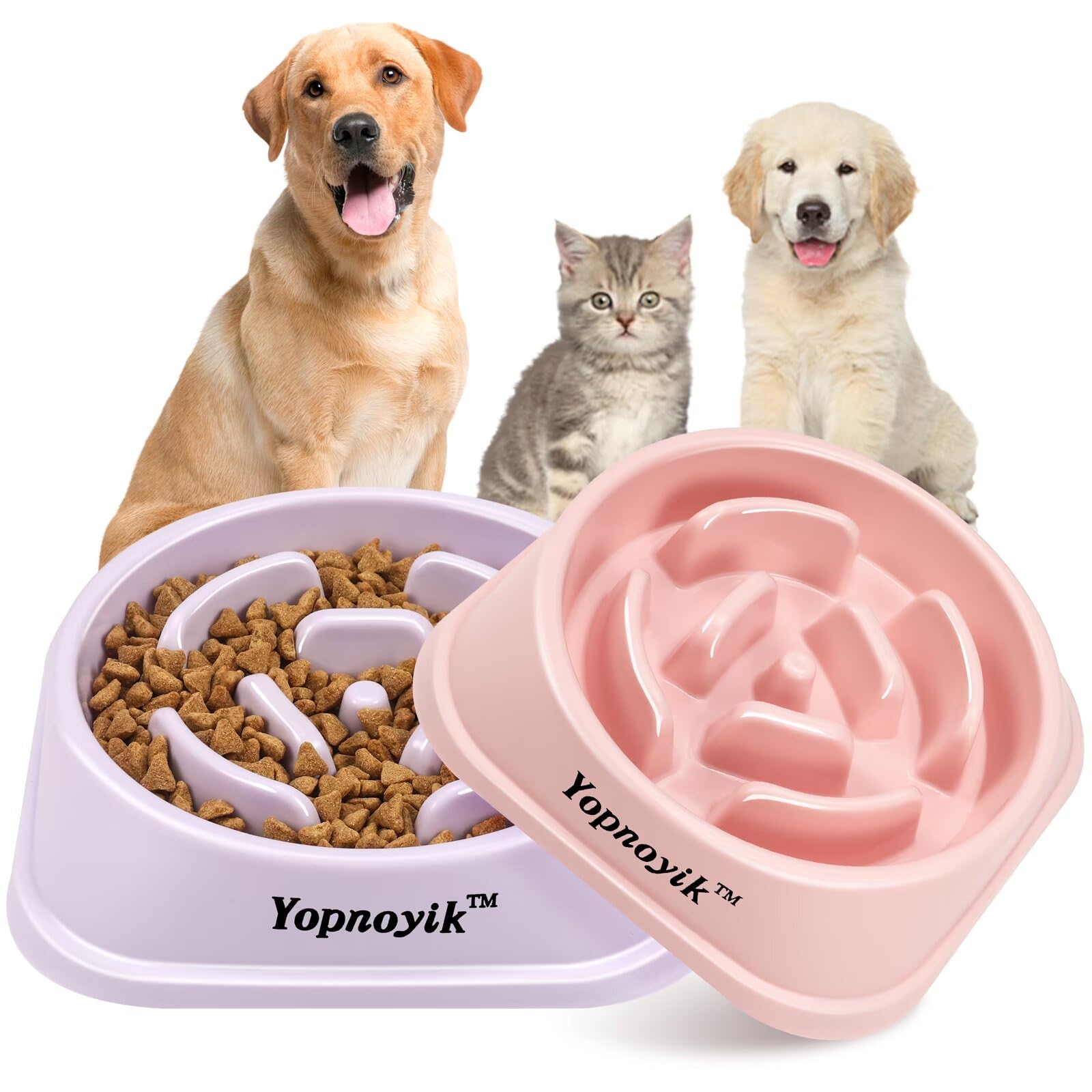 Cat Bowl Ceramic Slow Feeder Dog Bowl - Silicone Anti-Choking Food