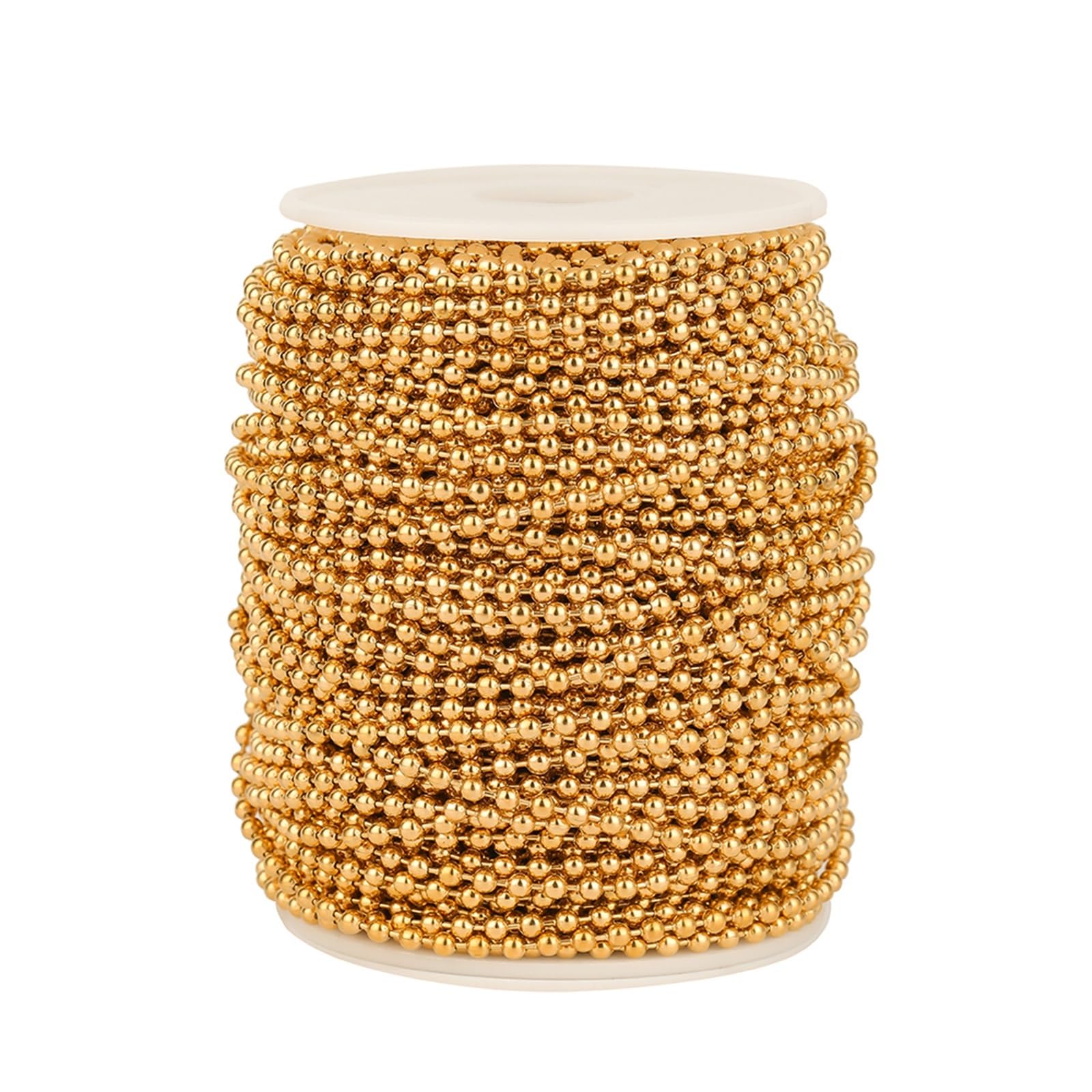 Catene Catena a sfere in acciaio inossidabile 5 metri 1, mm 2,3 Perline for creazione di gioielli fai da te(Gold Color,Beads 2mm)