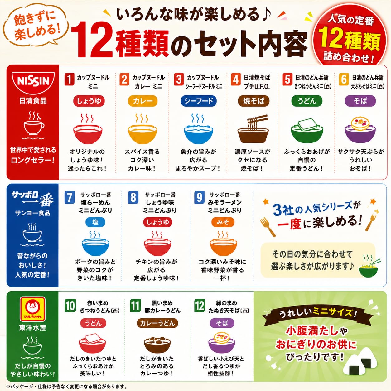Amazon.co.jp: カップ麺 詰め合わせ 箱買い ミニ 12種セット カップ