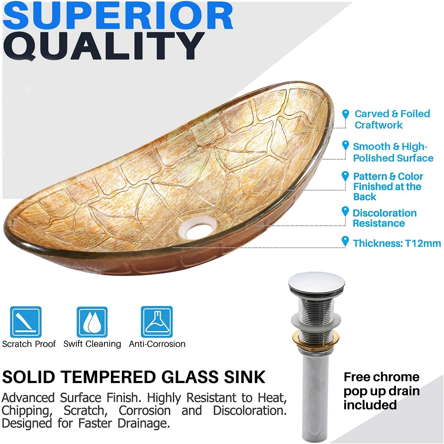 Authеntіс Crаzу Dеаlѕ Oval Glass Bathroom Sink - Enbol EGS-L0082 Unique Oval Tortoise Shell Pattern Artistic Tempered Glass Bathroom Above Counter Vessel Vanity Sink Bowl Top Wash Basin Combo
