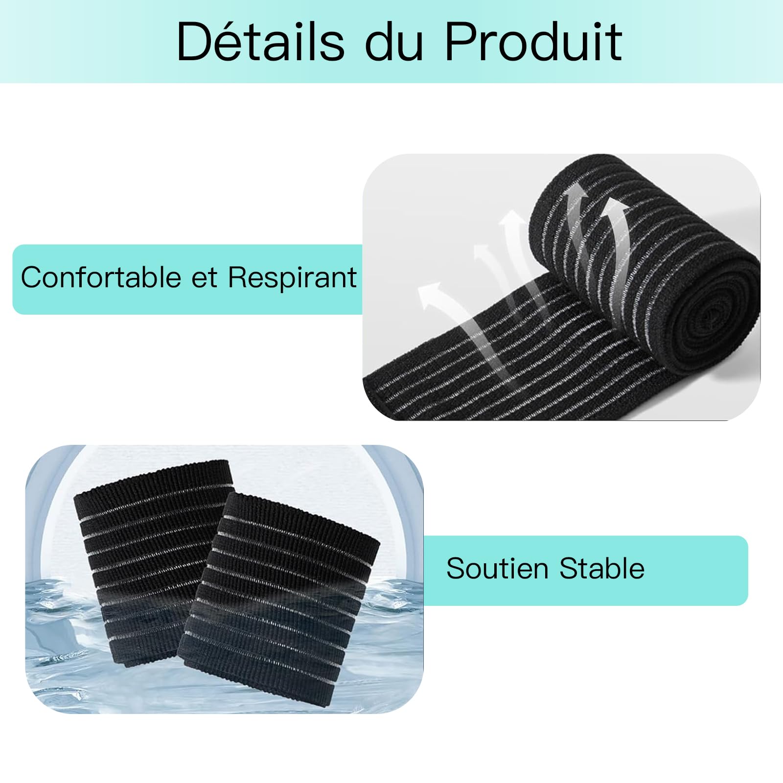 Protège-Poignet Respirant Élastique Ajustable en Polyester pour Tennis, Gym, Fitness Homme et Femme
