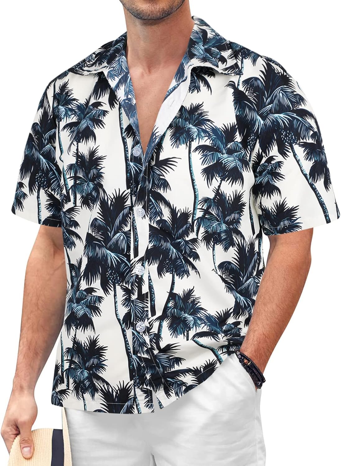 T Shirts Uomo Casual Manica Corta Camicie Di Fiori Hawaiani Da Uomo Abbottonate Camicie Da Spiaggia Per Vacanze Tropicali Abiti Estivi Camicia Da Uomo Tinta Unita Camicia Camicia, Y-1-verde, XXL - Foto 12