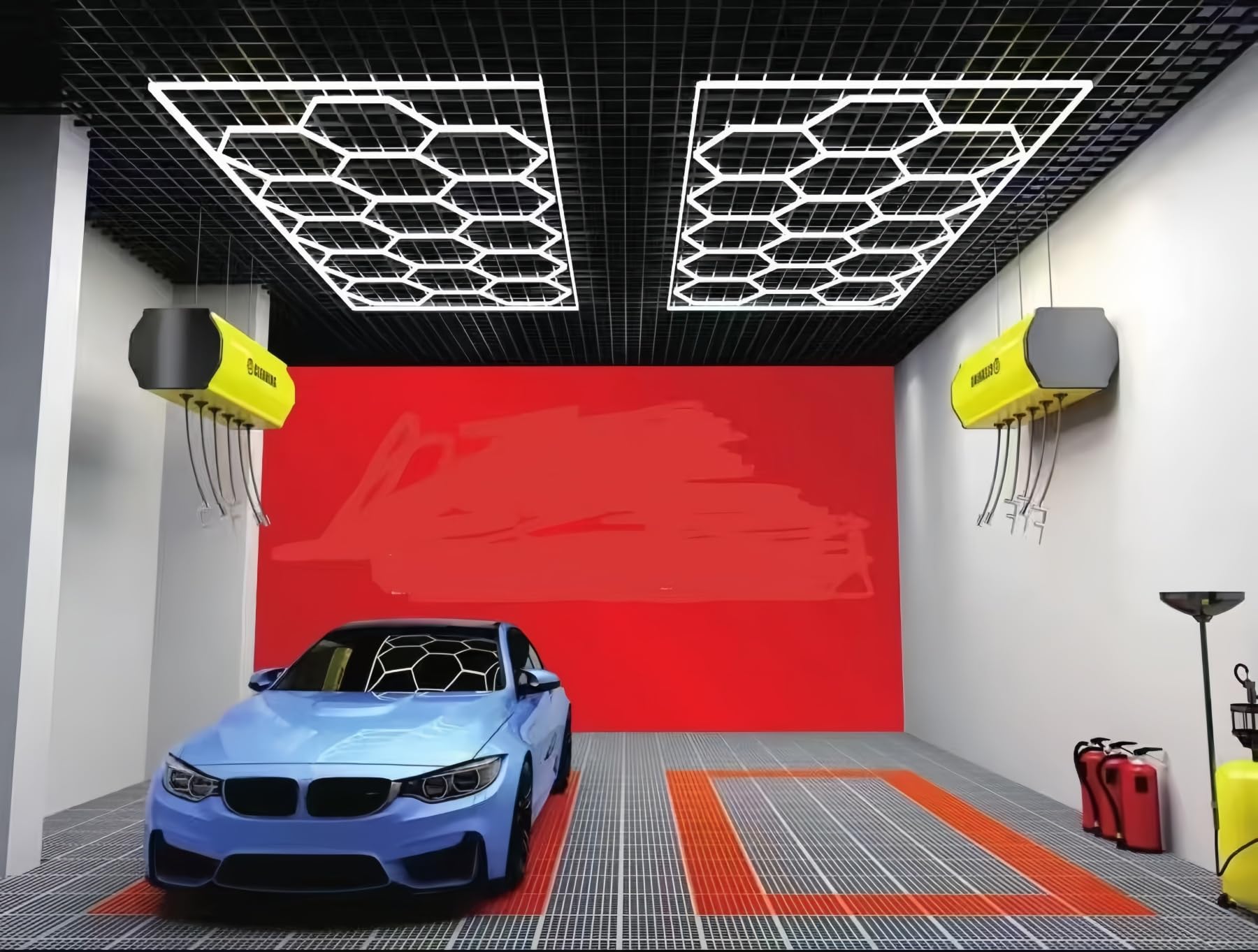 ONSSI - Plafonnier LED en Nid d'abeille,15 LED Hexagonales,650W (Blanc Froid,6500K),Tube Led de Modélisation pour Atelier,Garage,Salle de Sport,Sous-Sol