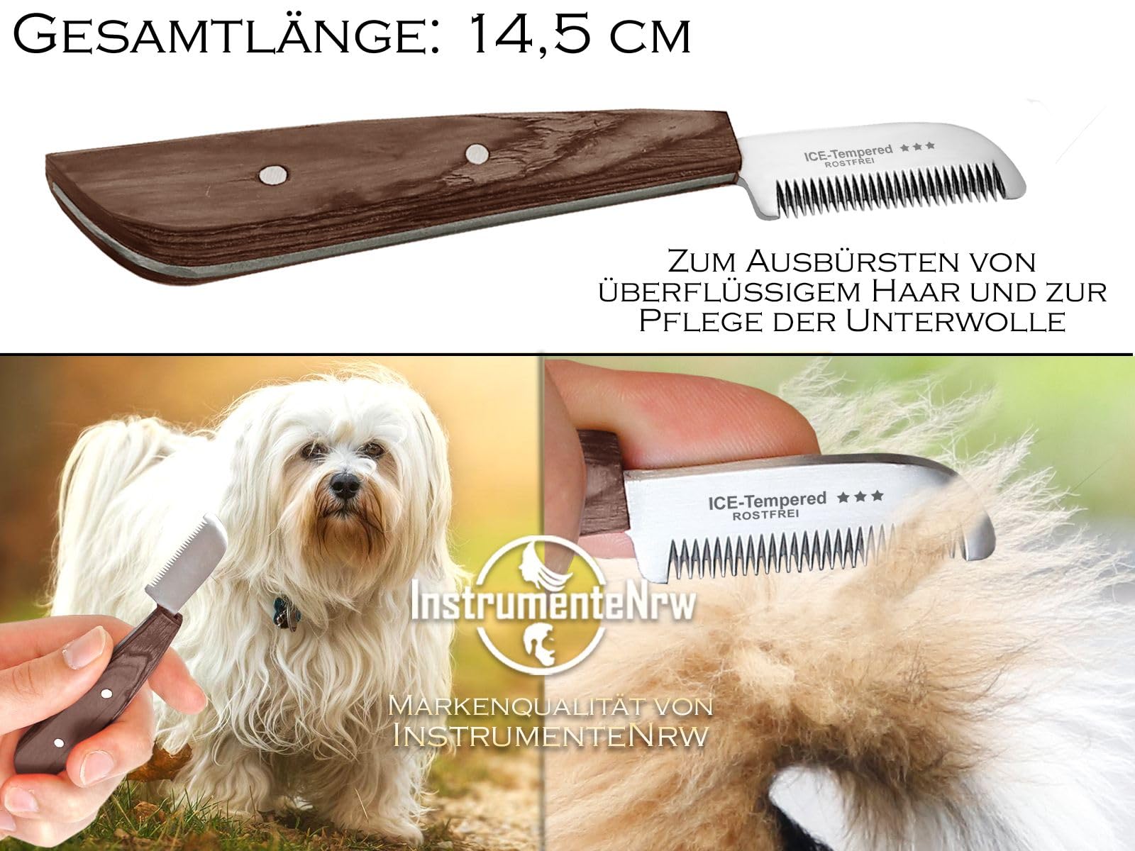 Trimmmesser Set für Hunde und Katzen 3-teiliger Satz Haustier Trimmer - Hundefellpflege Kamm - Unterwolle Fellmesser Hundeschere aus Edelstahl für Langhaar und Kurzhaar