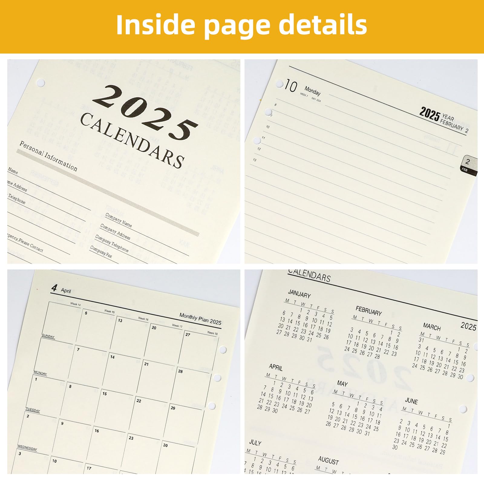 JUXINE 2025 Weekly Planner Onthly Planner Insert A5 176 Pages Calendar