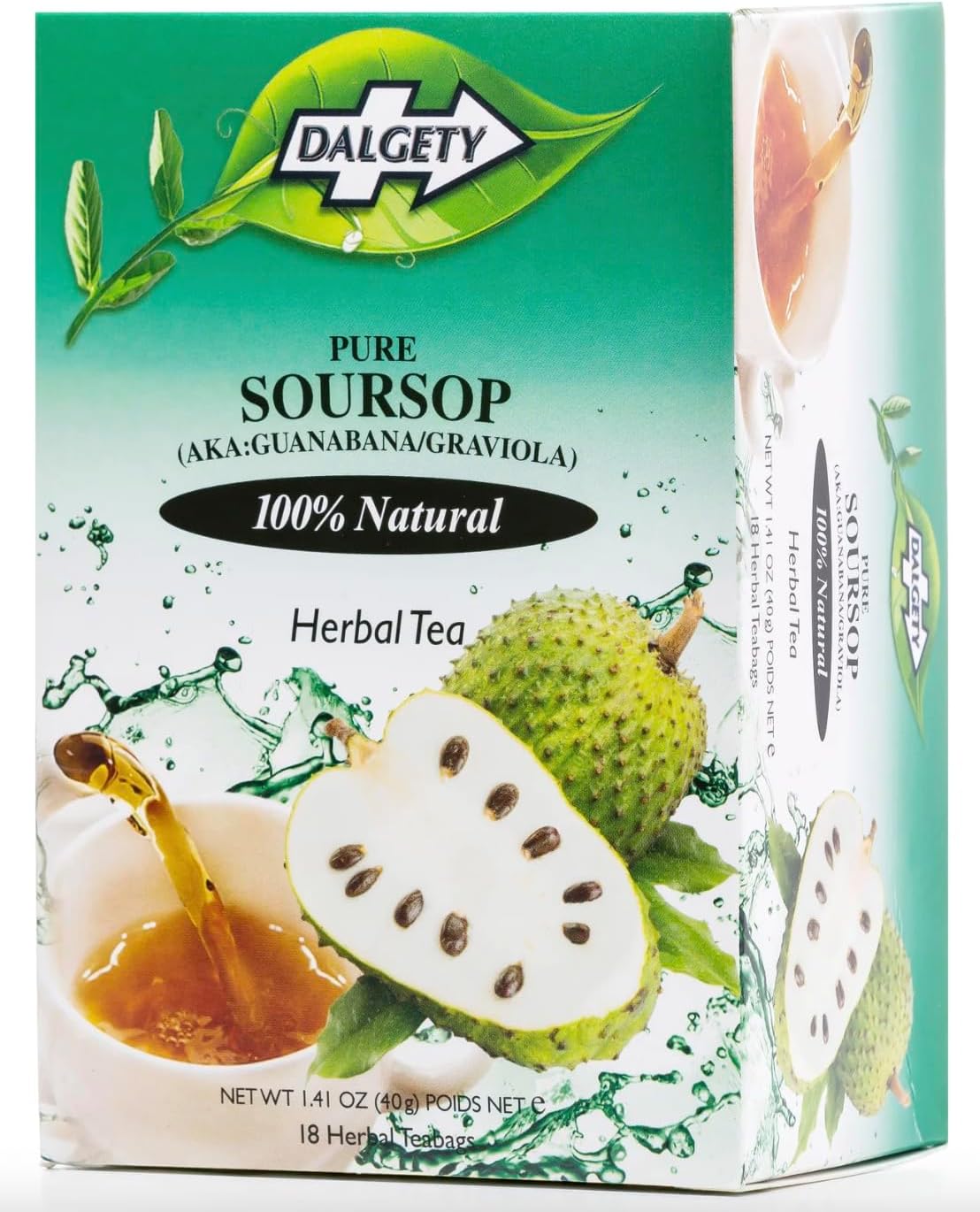 Daalgety Pure Soursop (Guanabana/Graviola) Herbal Tea, 100% Natural, 18 Teabags, 40g
