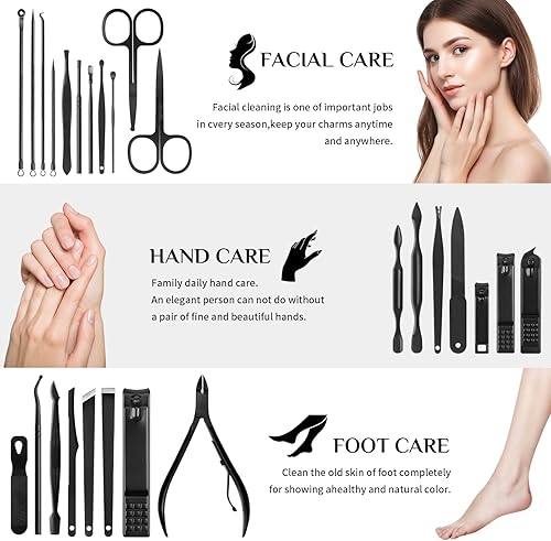 Miniatura 3 de MINKINH Juego de manicura profesional de cortaúñas, kit de manicura de acero inoxidable, herramientas para el cuidado de uñas con lujosa funda