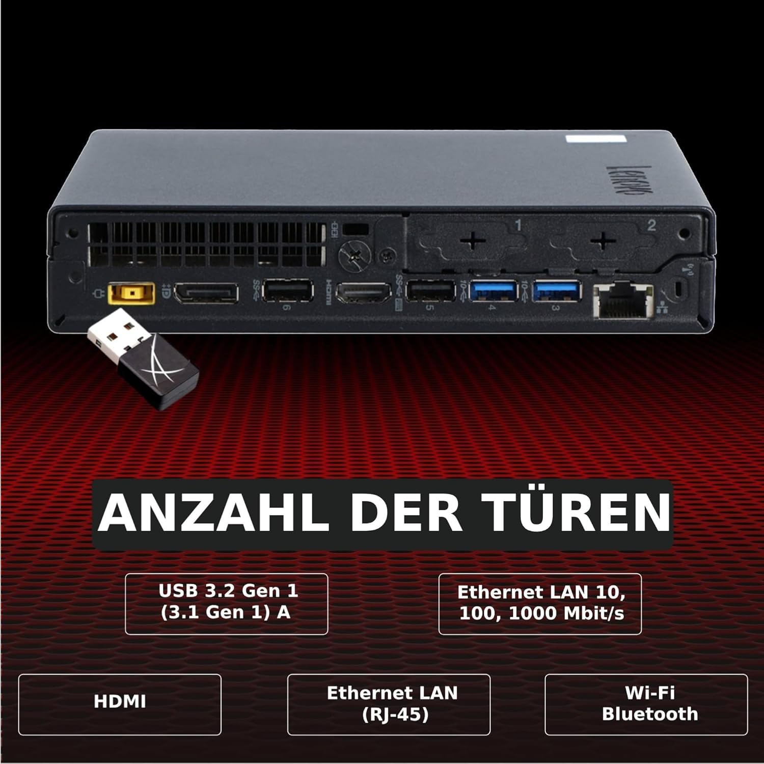 Lenovo Workstation Thinkcentre | Core i5-8500 bis zu 3,50 GHz | RAM 32 GB | SSD NVMe 512 GB WiFi | Monitor 27 Zoll FHD | Win 11 Professional Garantie 36 Monate
