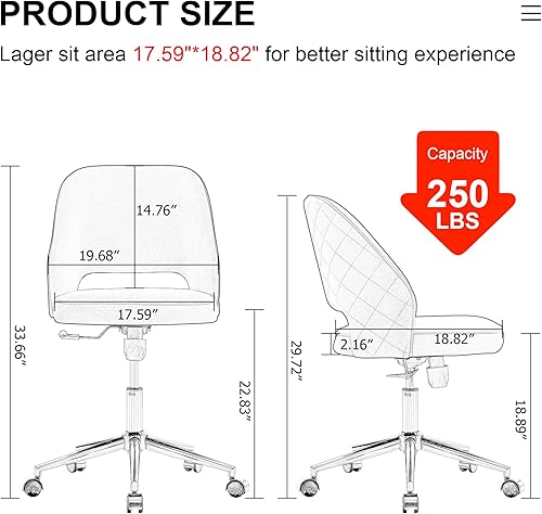 Miniatura 2 de Silla de oficina moderna de poliuretano para oficina en casa, altura ajustable de 360 , silla giratoria para computadora sin brazos con ruedas,