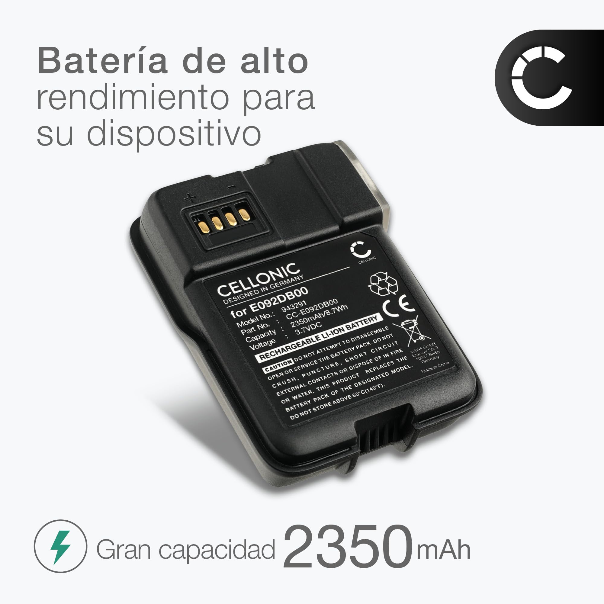 CELLONIC 1x Batería para Iluminación y Linternas Compatible con Petzl Swift RL, Swift RL Pro, E092DB00 - (2350mAh, 3.7V)