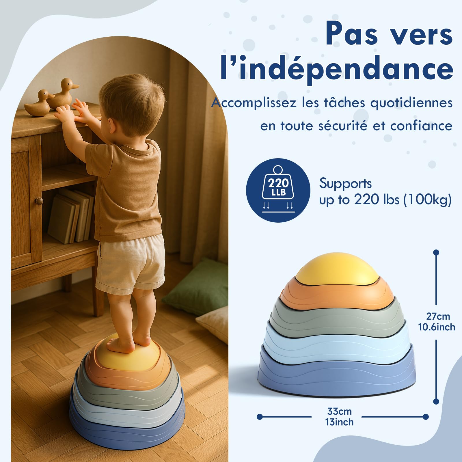 Lehoo Castle Pierres d'Équilibre pour Enfants, 6 Pierres Durables Antidérapantes Favorisant l'Équilibre et Les Compétences Motrices chez Les Enfants