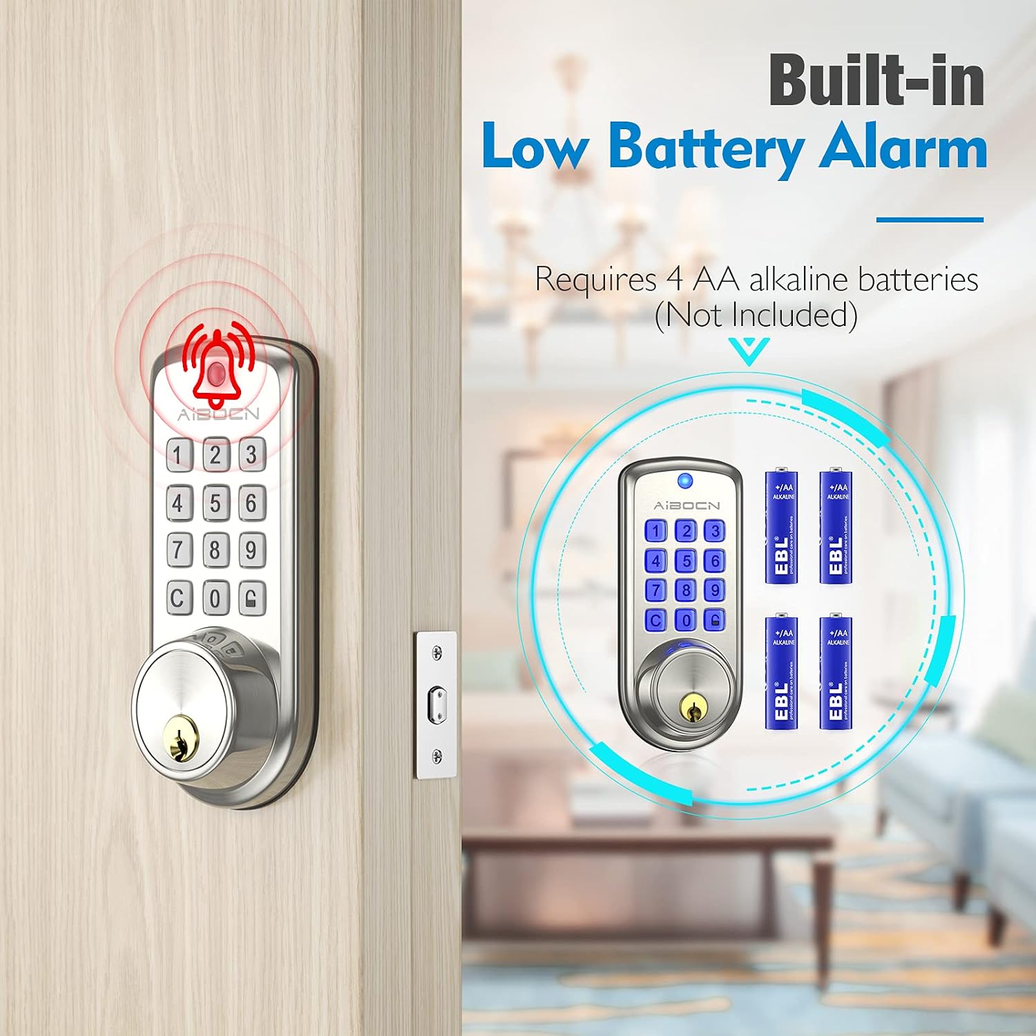 Aibocn Smart Lock Keyless Entry Door Lock Deadbolt-Electronic Keypad Deadbolt Lock with Auto-Lock,10 Customizable User Codes,Easy to Install and Program,Security Smart Door Lock for Home