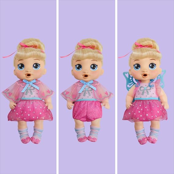 Baby Alive Fairy Fashions Harper Hugs Doll with Clothes Accessories, Blonde Hair, 11 Inches, Toys for 3 Year Old Girls and Boys & Up