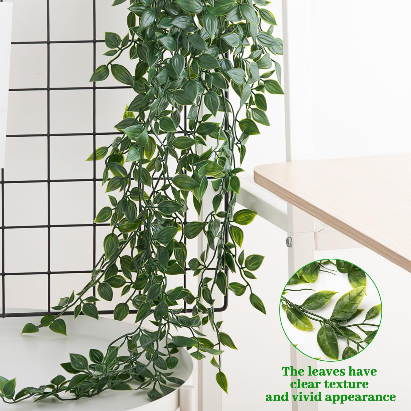 Auauraintt 4 Pezzi Finte Cadenti, 55-80 cm Pianta, Pendenti Artificiali con Vaso, Plastica per Decorazione Matrimonio Giardino Casa Balconi