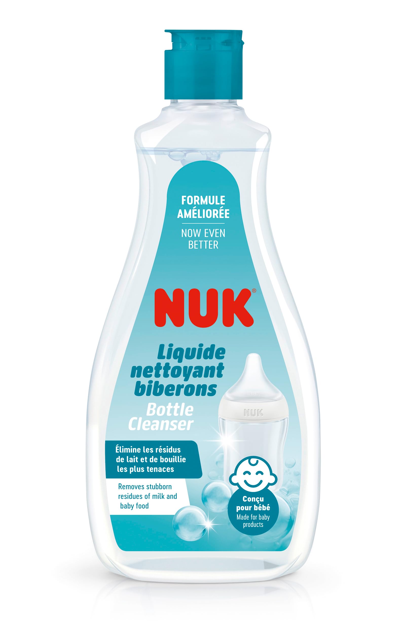 NUKBaby Bottle Cleanser | 500 ml | Ideal for Cleaning Baby Bottles, Teats & Accessories | Fragrance Free | pH Neutral | 100% Recycled Bottle