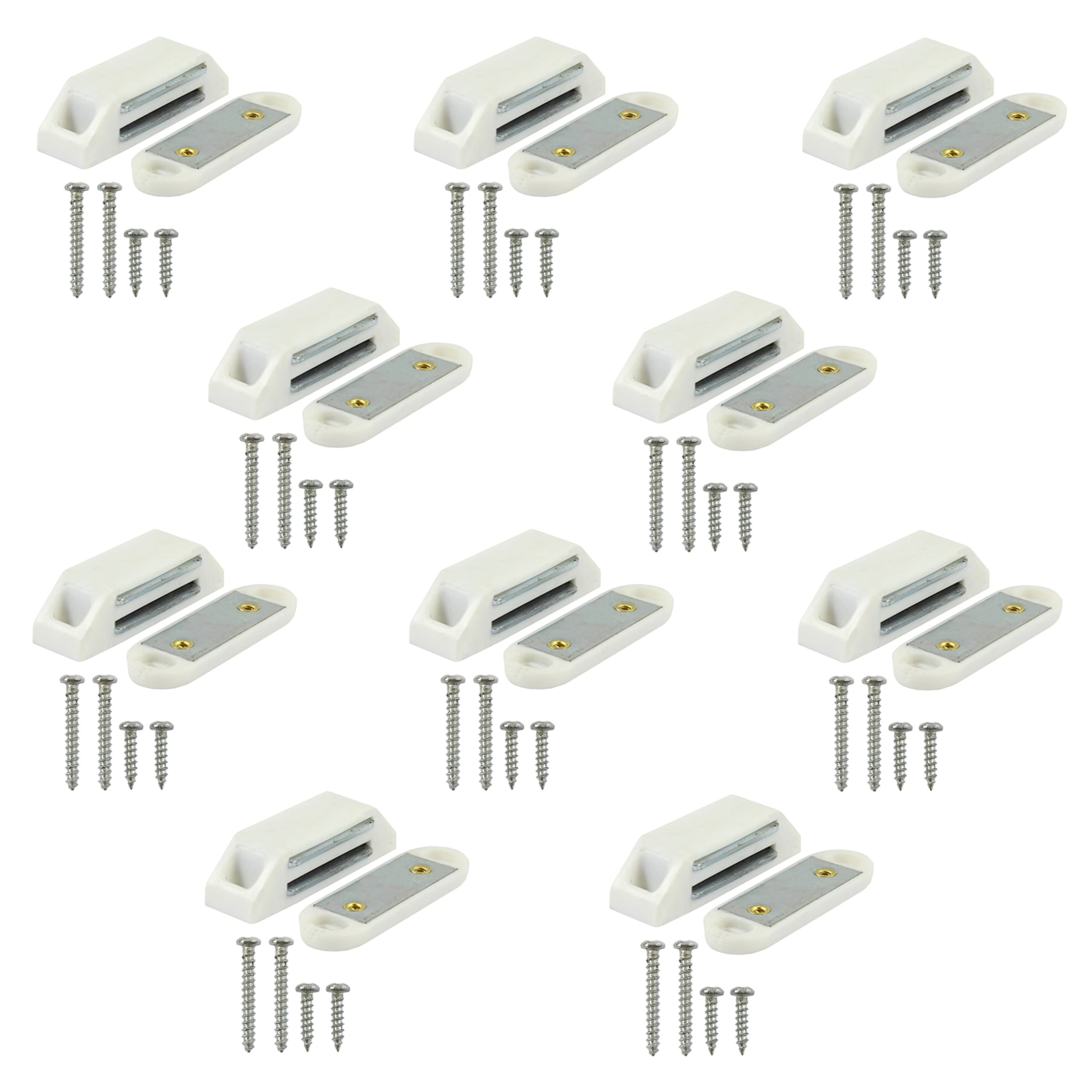 Eai White Magnetic Catch 6Kg Pull For Cupboards Cabinets Wardrobes Pack Of 10