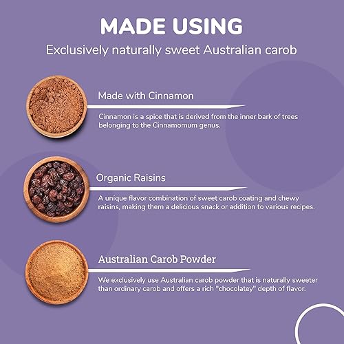 Miniatura 7 de Missy J's Pasas orgánicas cubiertas de algarroba de 8 onzas, paquete de 3 unidades, veganas, sin gluten, sustituto del chocolate, perfectas para